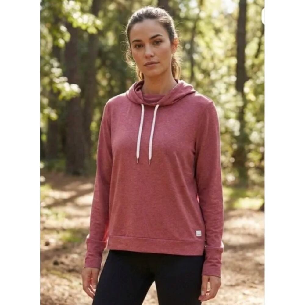 Vuori Women's Halo Essential Pullover Hoodie Heather Red Rosewood Small EUC
